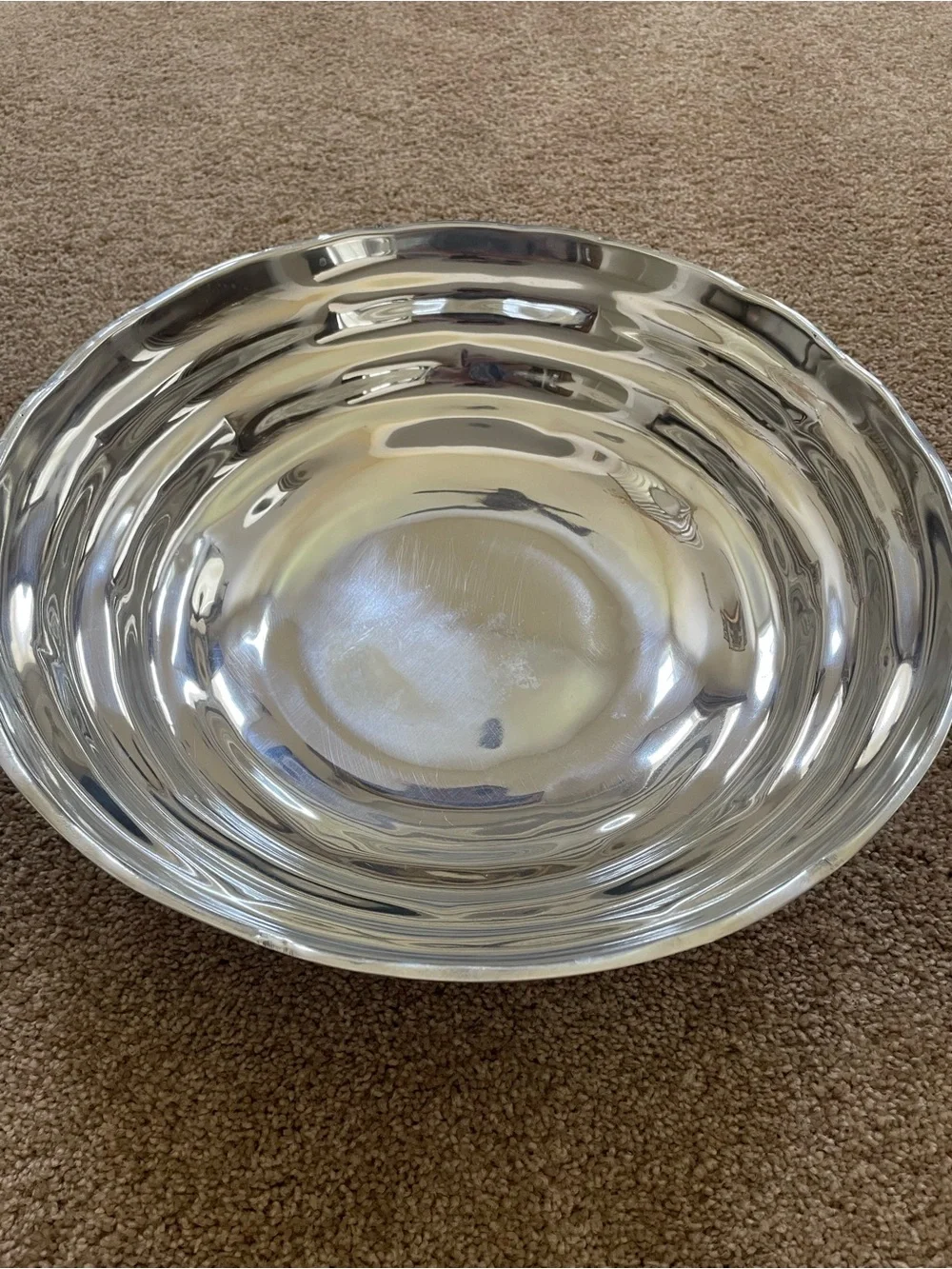 Pottery Barn Silver Ripple Wide Bowl